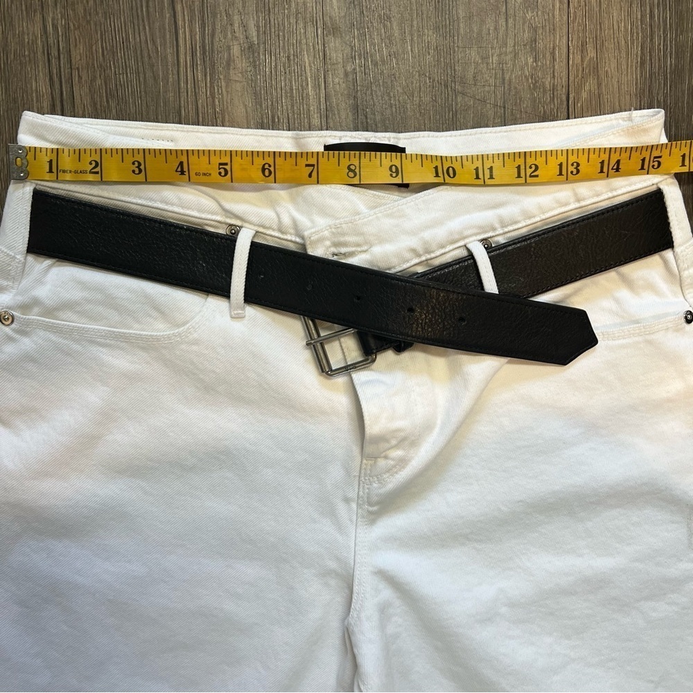 RTA Jeans Dexter Belted Boyfriend High Rise Straight Leg Pants White Denim Y2K M - Picture 14 of 15